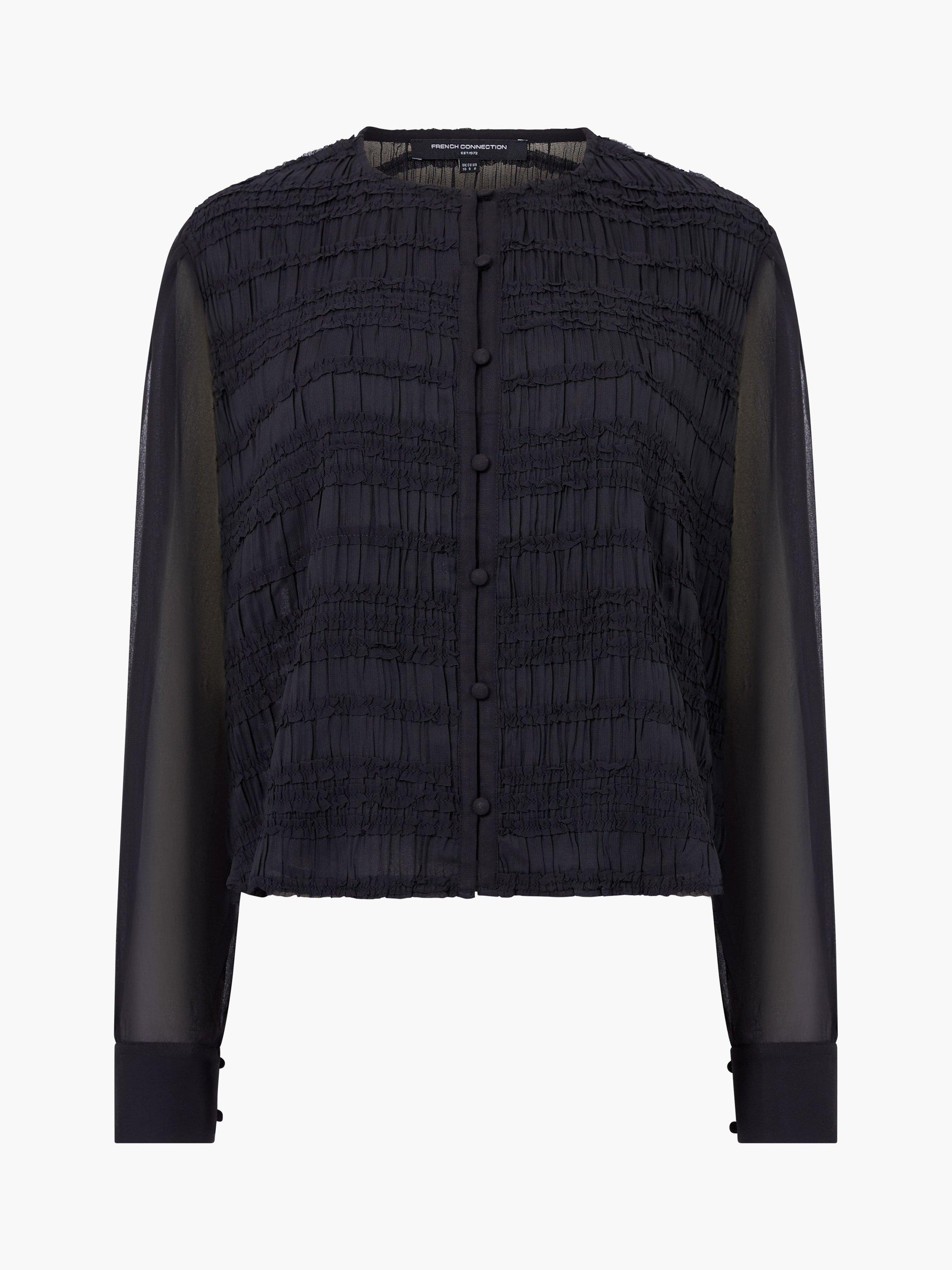 Product image 5 of 5, which shows French Connection Textured Canary Pleated Shirt, Black, 8