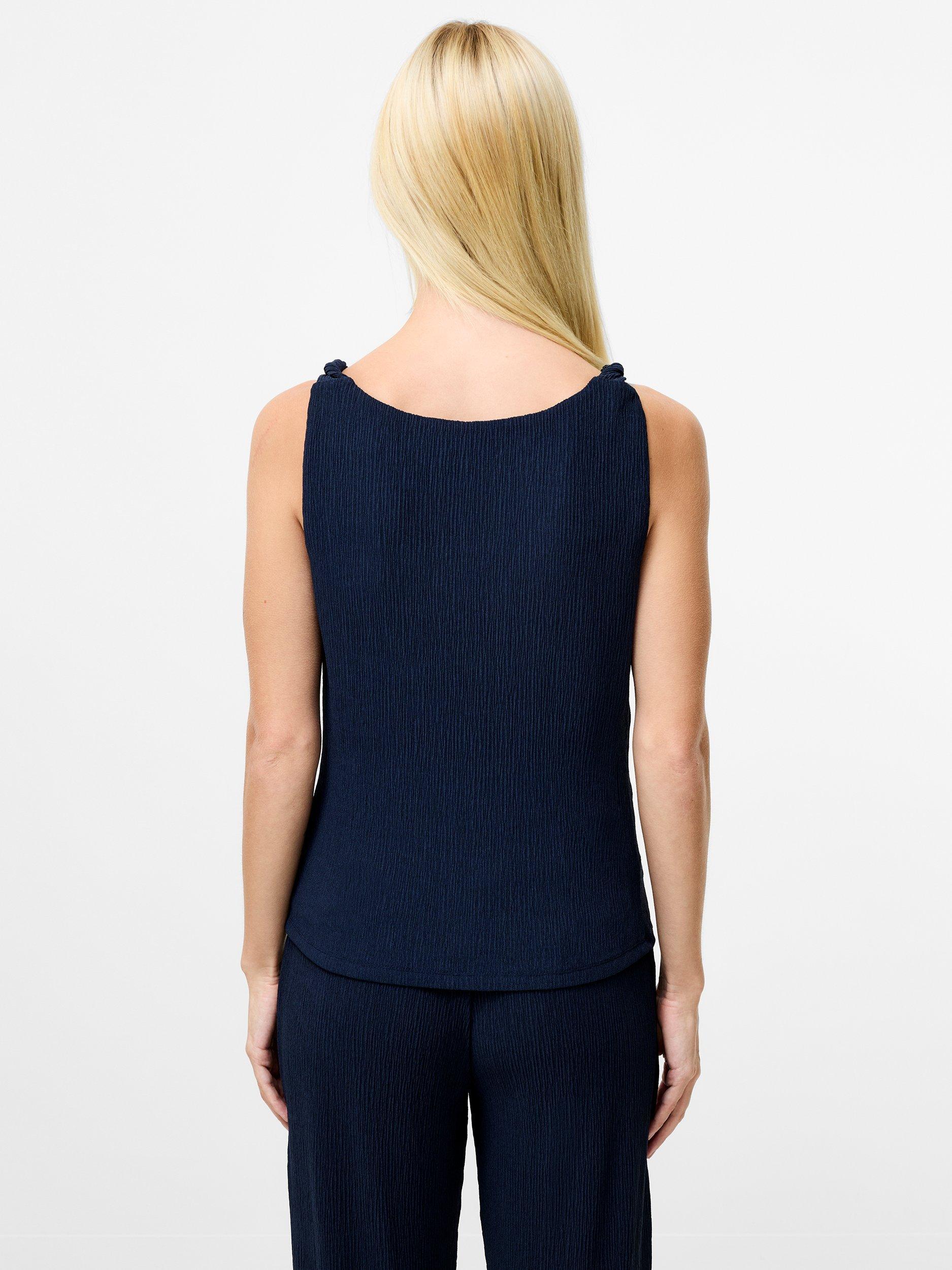Product image 4 of 5, which shows French Connection Meera Boat Neck Twist Straps Top, Washed Indigo, XS