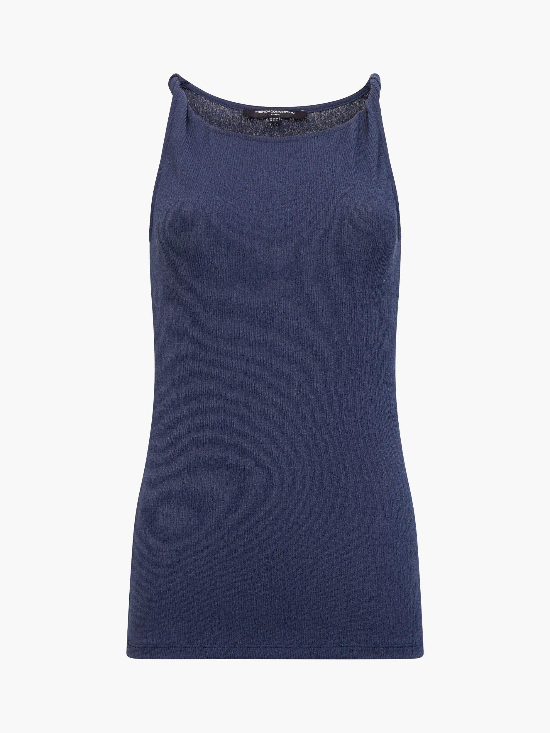 Product image 5 of 5, which shows French Connection Meera Boat Neck Twist Straps Top, Washed Indigo, XS