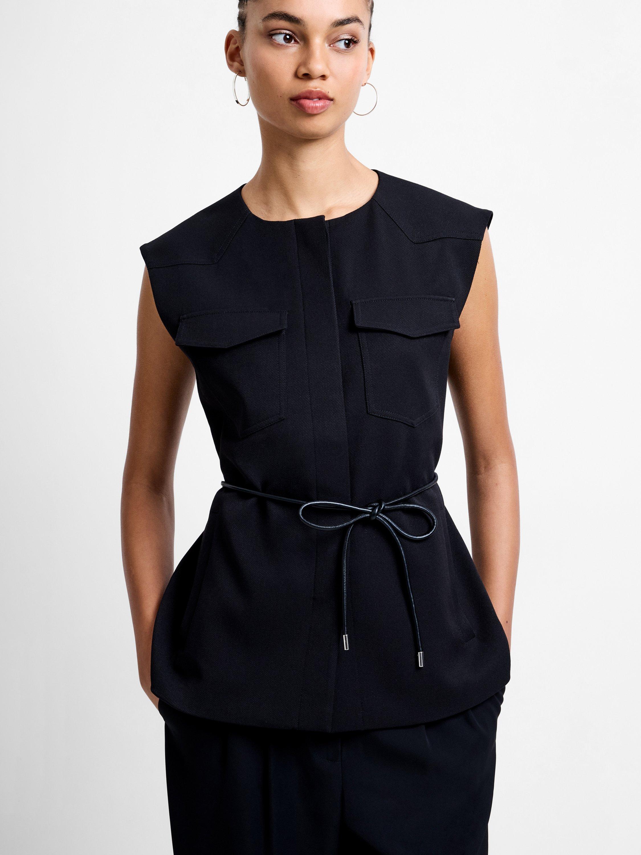 Product image 1 of 6, which shows French Connection Clover Tie Waistcoat, Black, 6