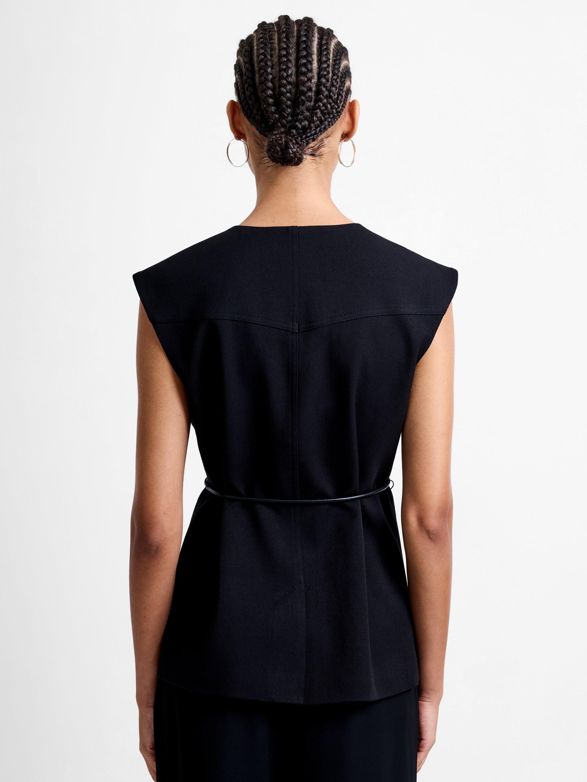 Product image 5 of 6, which shows French Connection Clover Tie Waistcoat, Black, 6