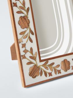 John Lewis Floral Mango Wood Inlay Photo Frame, Cream/Brown - view 2, Cream/Brown