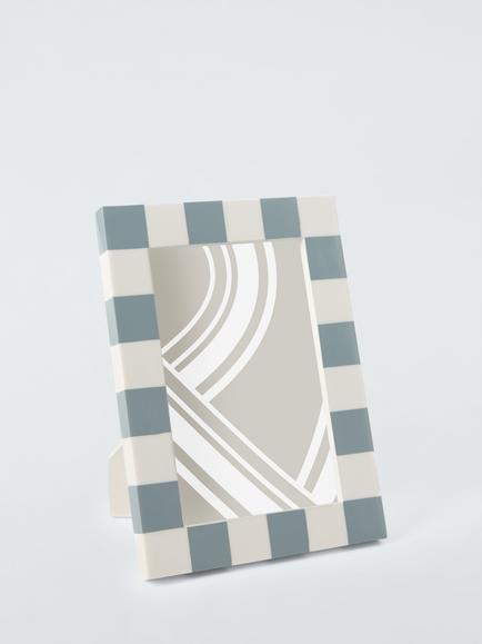 John Lewis Checkerboard Photo Frame, Ice Blue