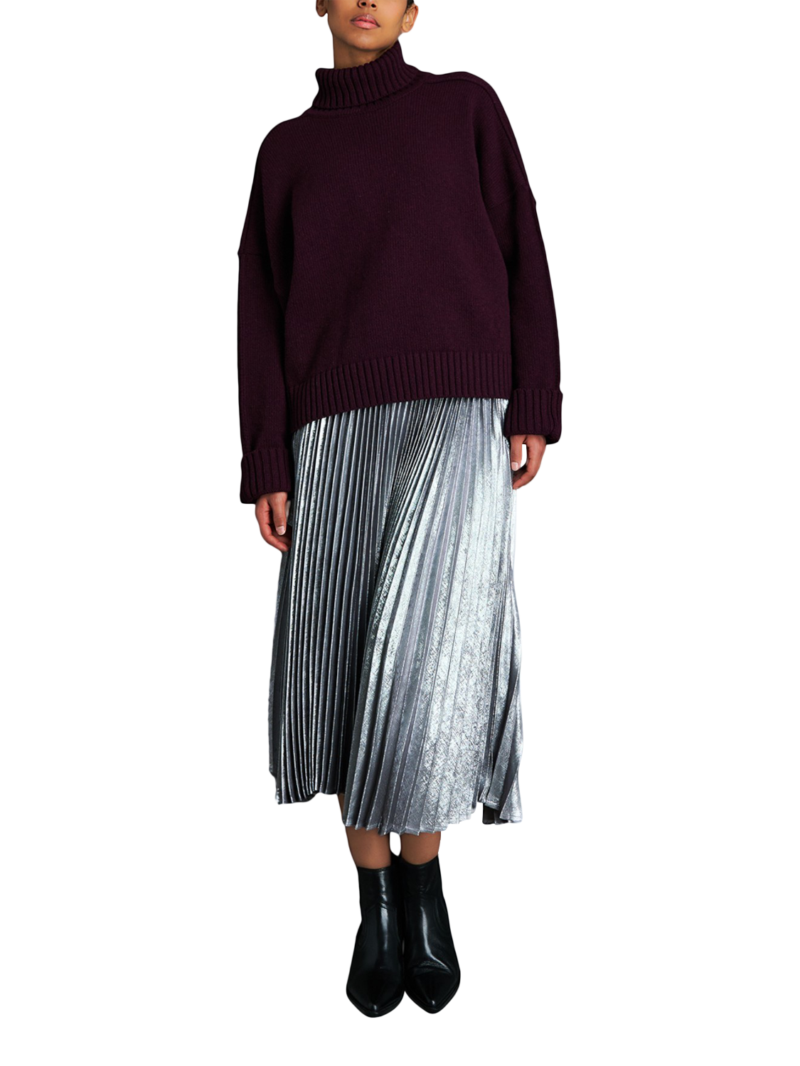 Product image 2 of 7, which shows EAST 42ND Stretchy Wool Rich Turtleneck Jumper, Fig, XS