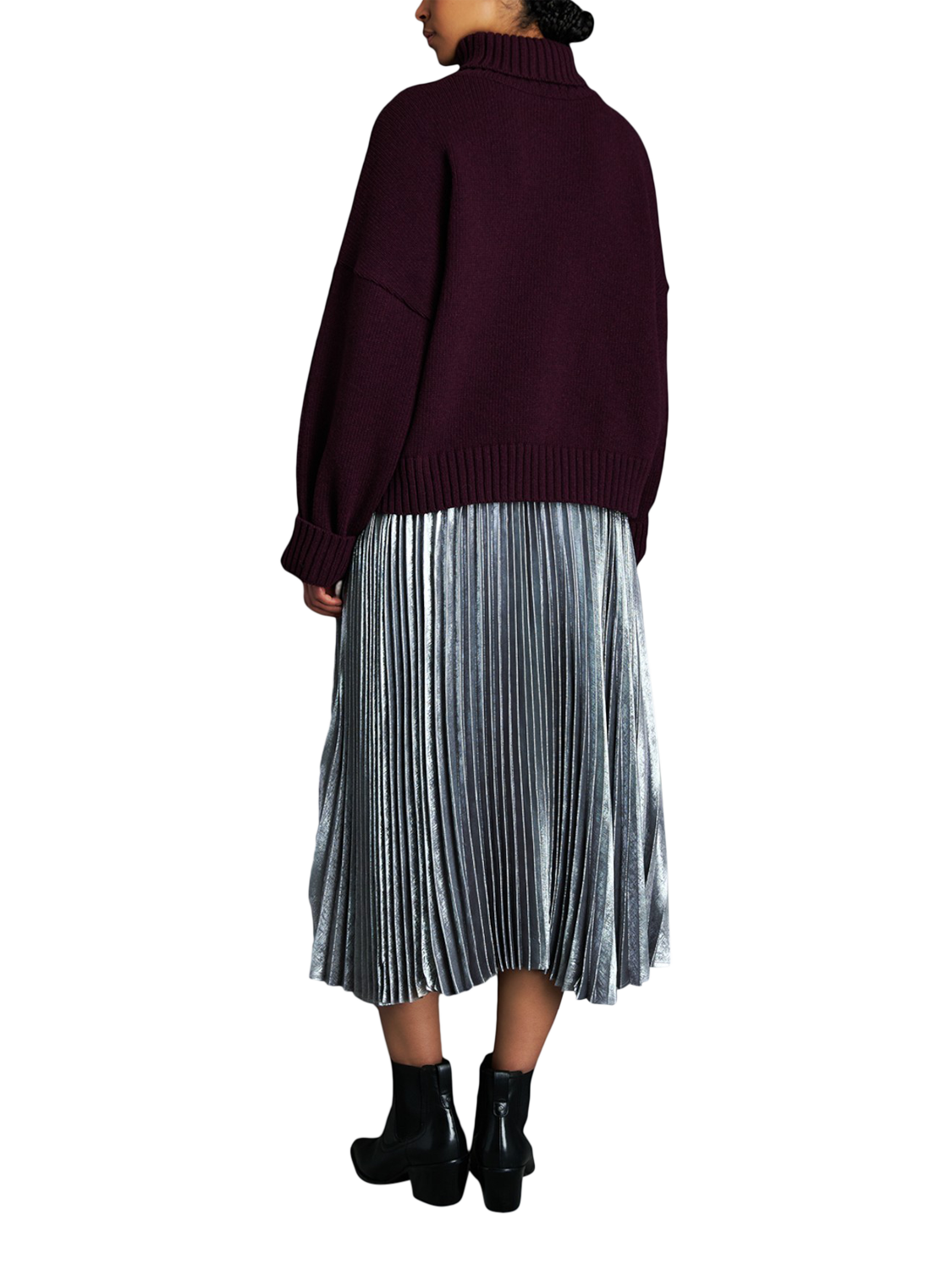 Product image 4 of 7, which shows EAST 42ND Stretchy Wool Rich Turtleneck Jumper, Fig, XS