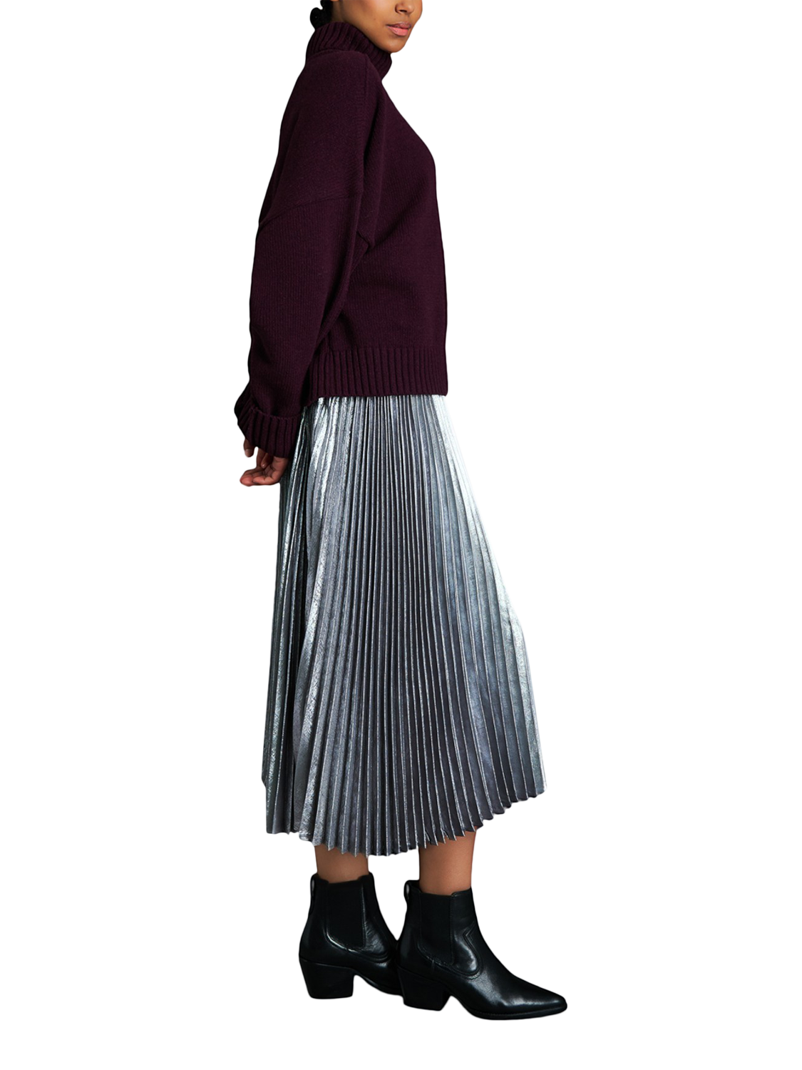 Product image 6 of 7, which shows EAST 42ND Stretchy Wool Rich Turtleneck Jumper, Fig, XS