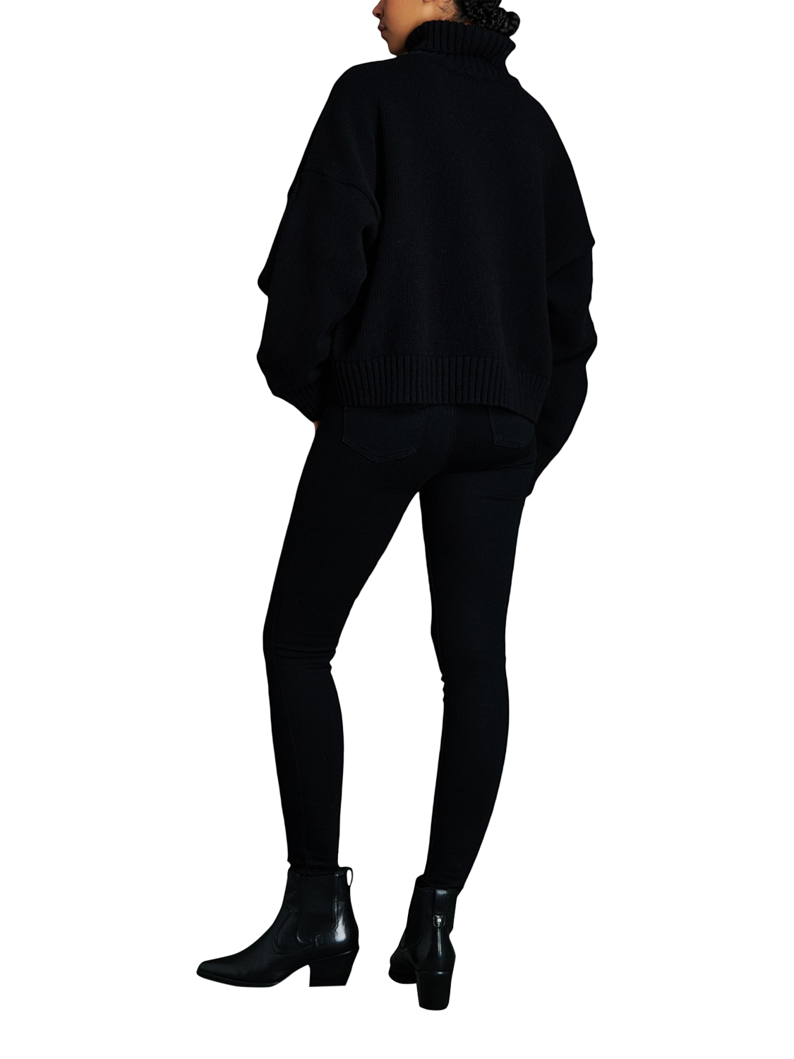 Product image 4 of 5, which shows EAST 42ND Stretchy Wool Rich Turtleneck Jumper, Black, XS