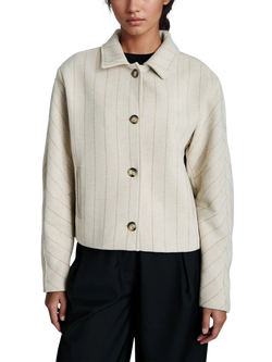EAST 42ND Cropped Herringbone Wool Tailored Jacket, Herringbone Ivory
