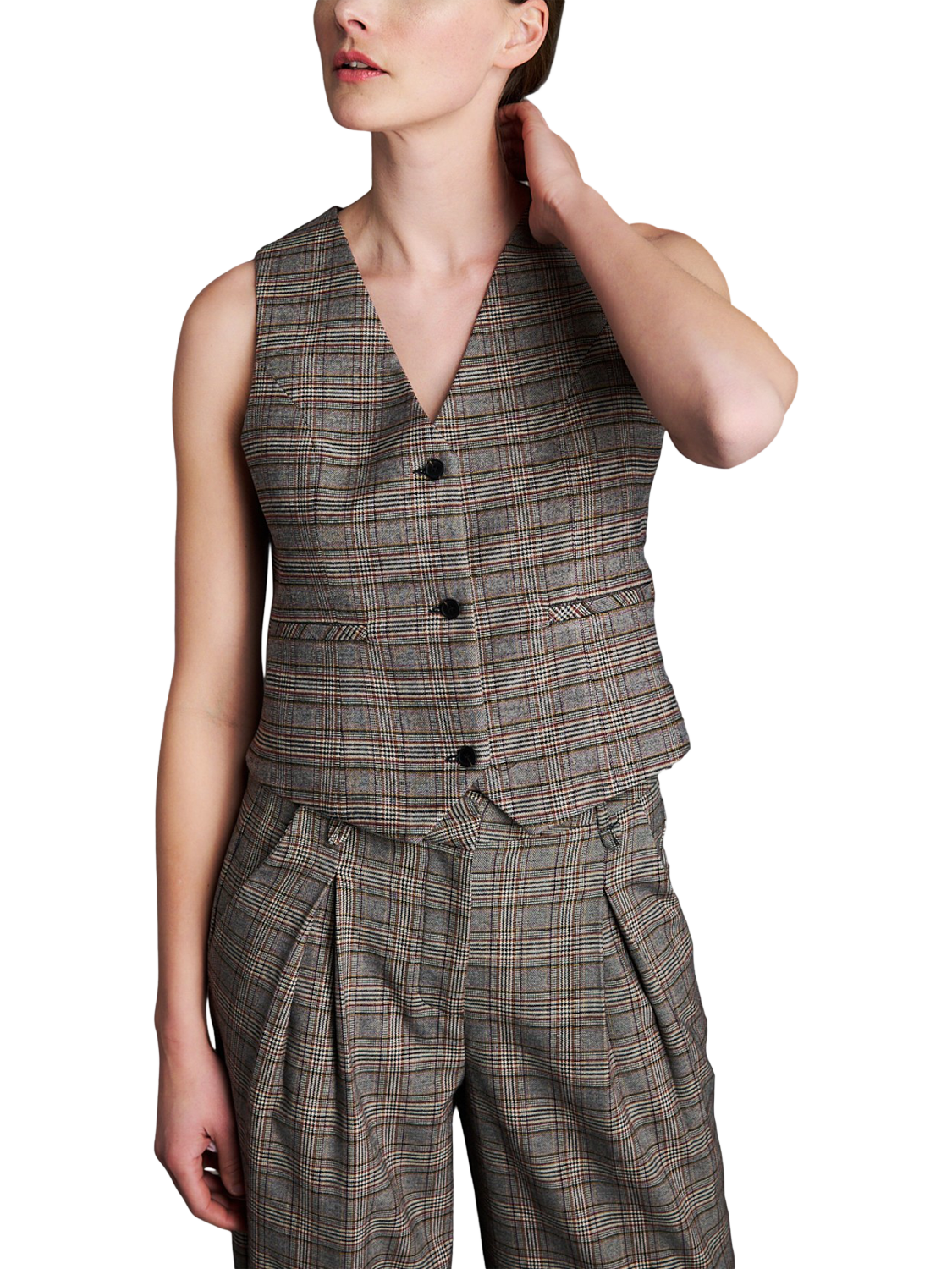 Product image 1 of 7, which shows EAST 42ND Check Print Buttoned Waistcoat, Check, M