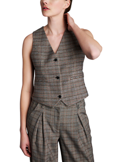 EAST 42ND Check Print Buttoned Waistcoat, Check