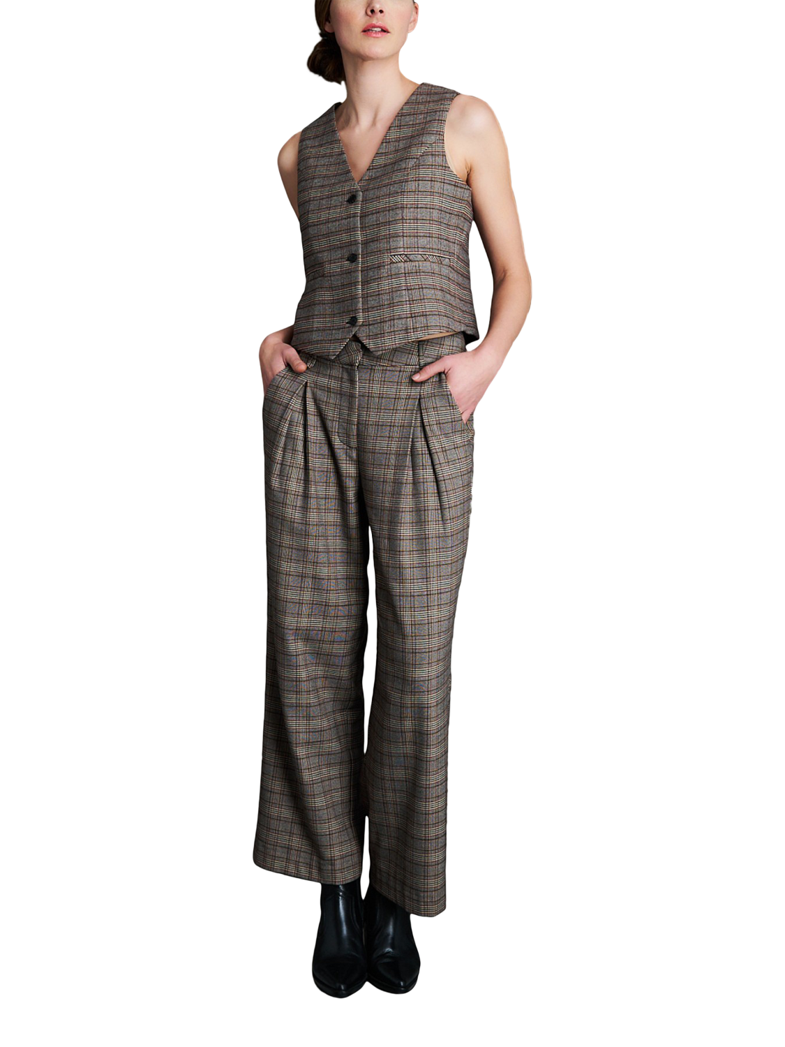 Product image 5 of 7, which shows EAST 42ND Check Print Buttoned Waistcoat, Check, M