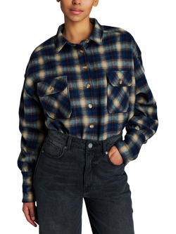 EAST 42ND Check Print Shirt, Navy Check, Navy Check