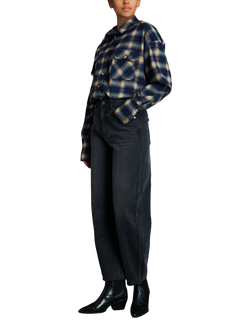 EAST 42ND Check Print Shirt, Navy Check - view 2, Navy Check