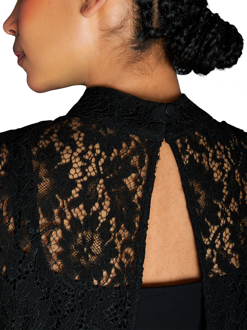 Product image 4 of 6, which shows EAST 42ND Lace Sleeve Top, Jet Black, XS