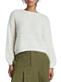 EAST 42ND Alpaca Wool Cropped Chunky Jumper, Cream