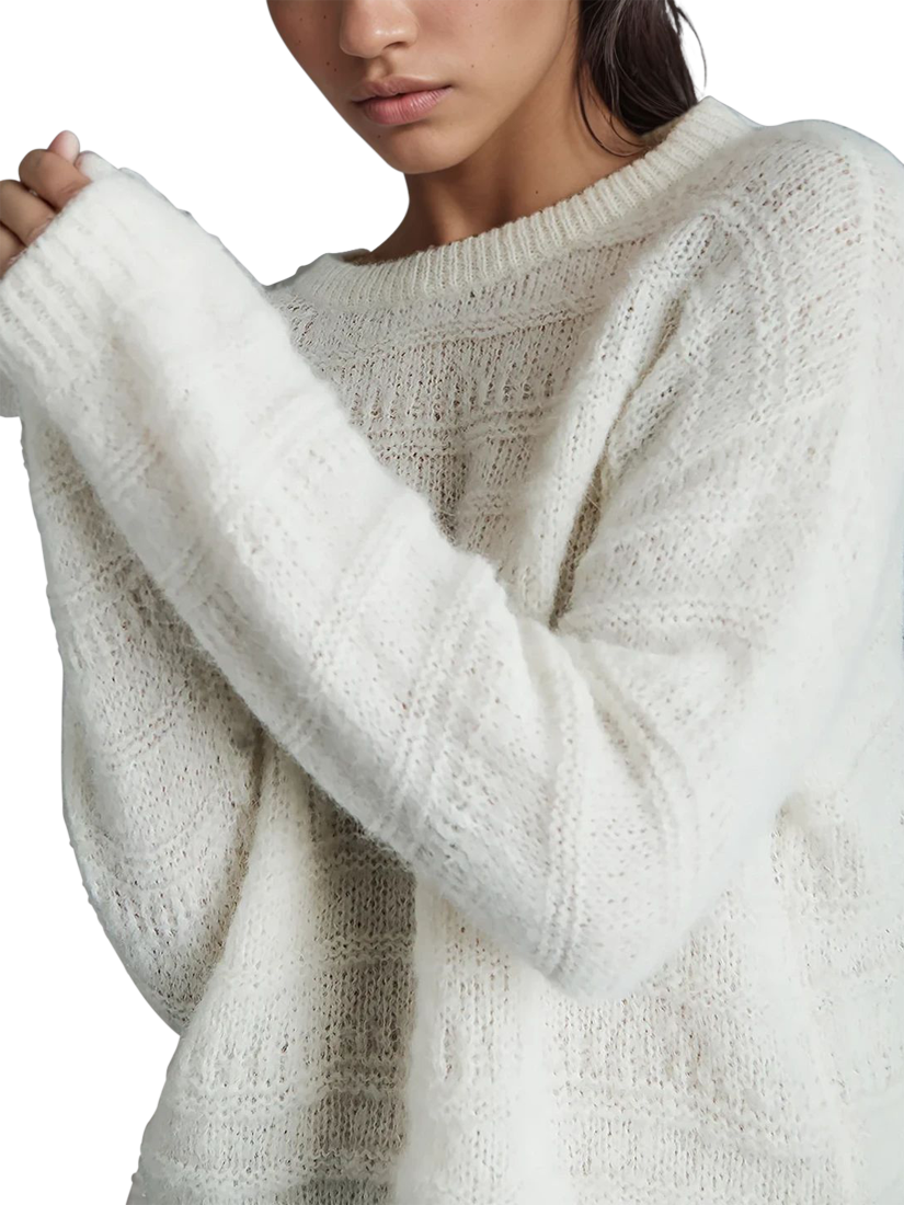 Product image 3 of 6, which shows EAST 42ND Alpaca Wool Cropped Chunky Jumper, Cream, M-L