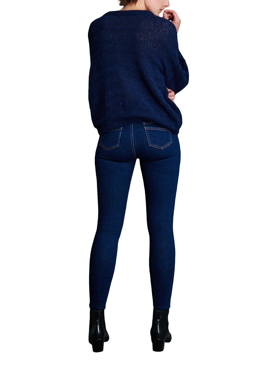 Product image 2 of 4, which shows EAST 42ND Alpaca Wool Cropped Chunky Jumper, Navy, XS-S