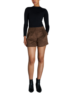 EAST 42ND High Rise Faux Suede Shorts, Mocha, Mocha