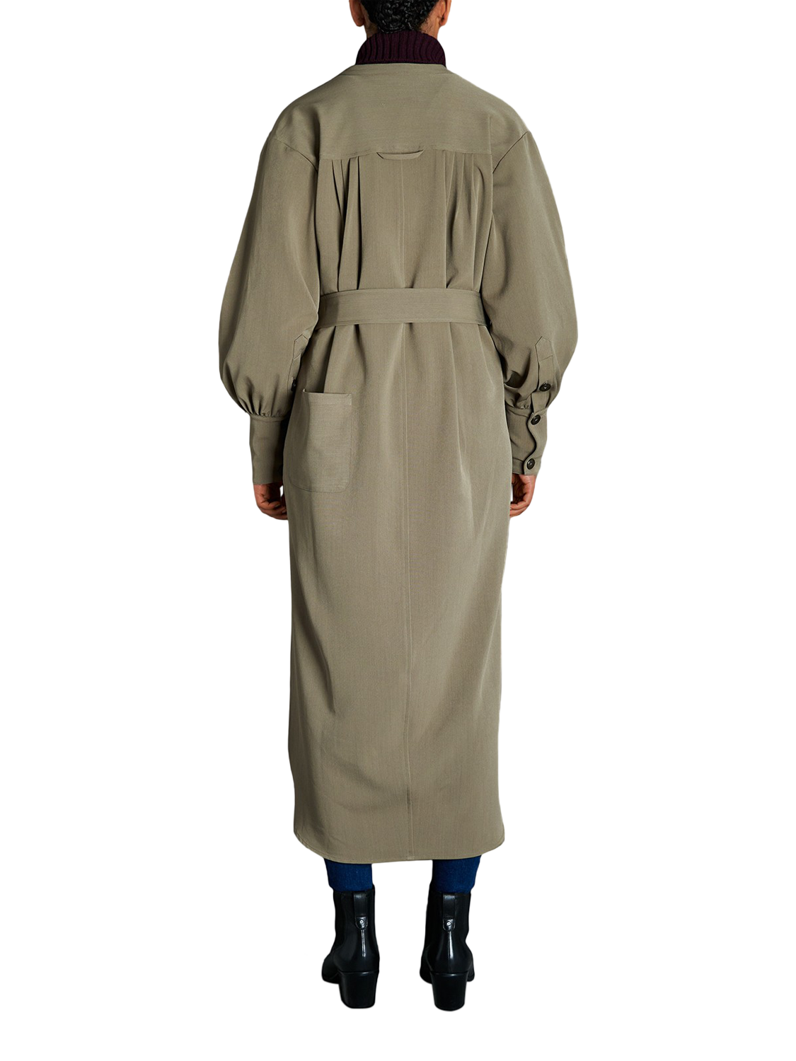 Product image 4 of 7, which shows EAST 42ND Longline Buttoned Day Trench Coat, Dark Khaki, XS