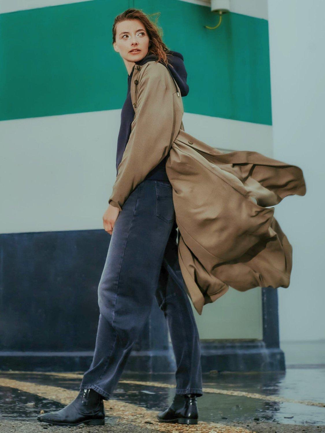 Product image 7 of 7, which shows EAST 42ND Longline Buttoned Day Trench Coat, Dark Khaki, XS