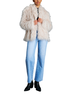 EAST 42ND Faux Fur Open Neck Jacket, Ivory