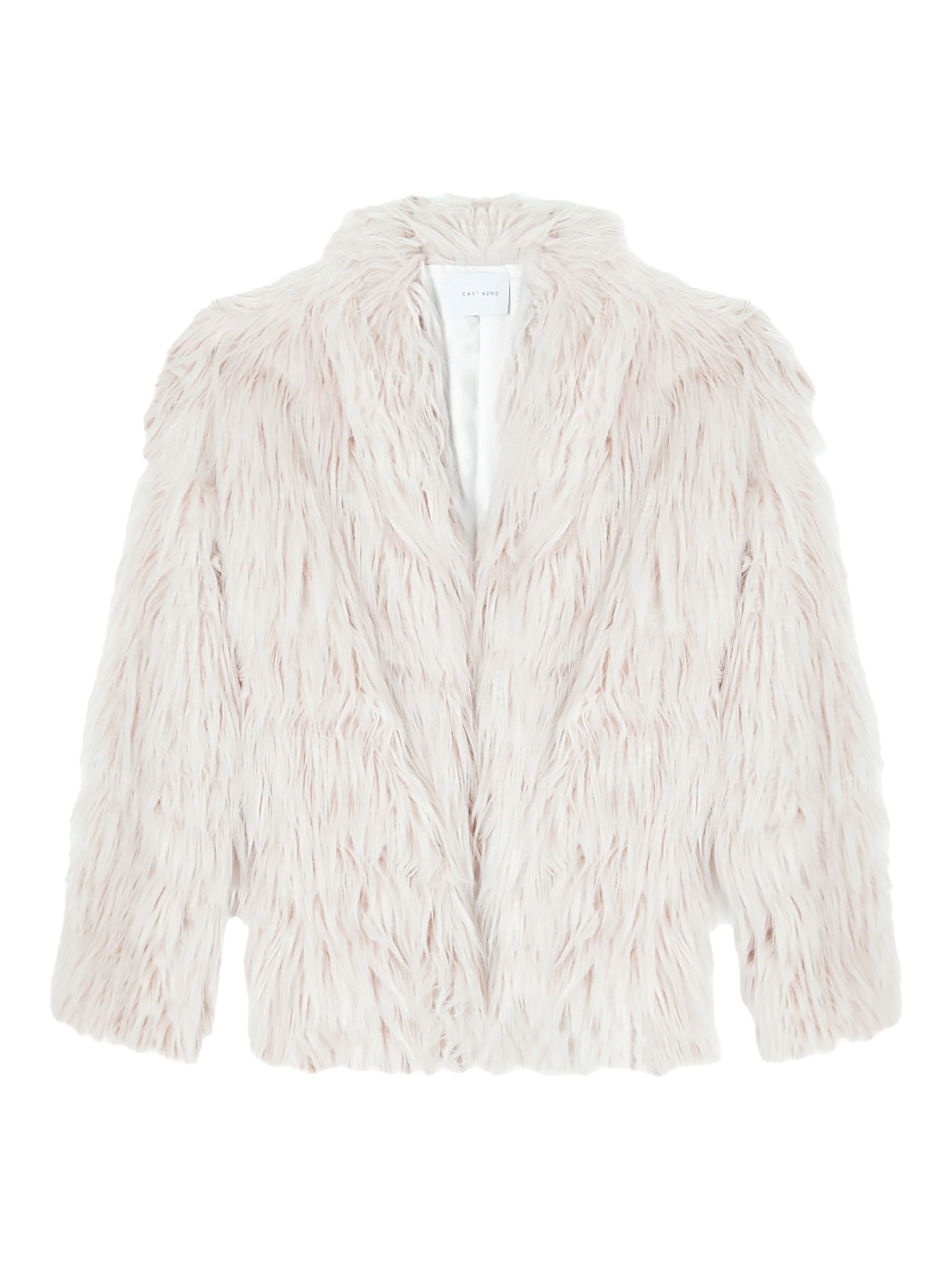 Product image 3 of 7, which shows EAST 42ND Faux Fur Open Neck Jacket, Ivory, M