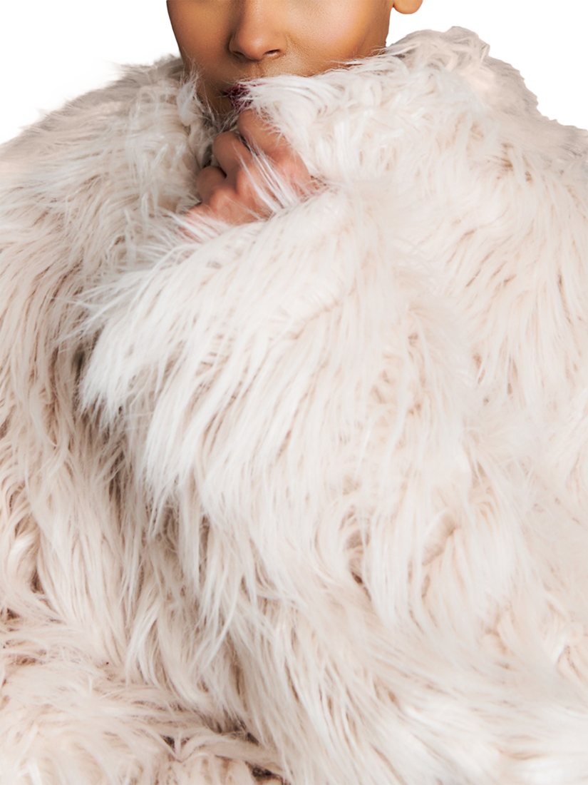 Product image 4 of 7, which shows EAST 42ND Faux Fur Open Neck Jacket, Ivory, M