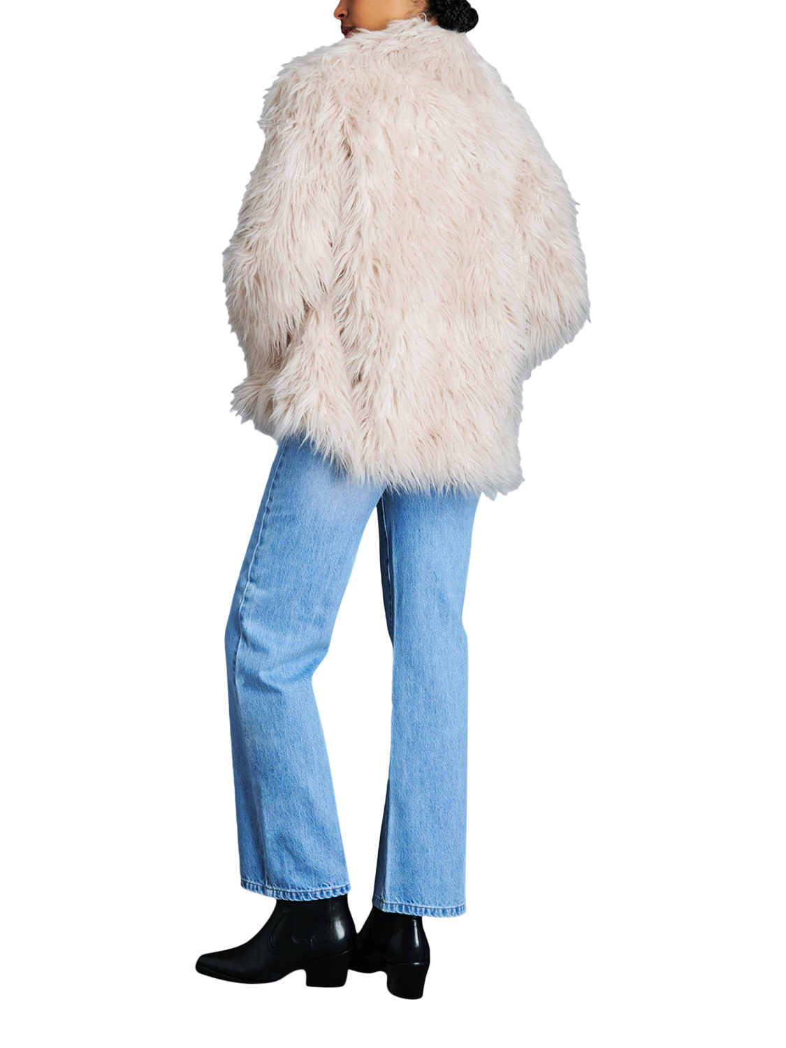Product image 5 of 7, which shows EAST 42ND Faux Fur Open Neck Jacket, Ivory, M