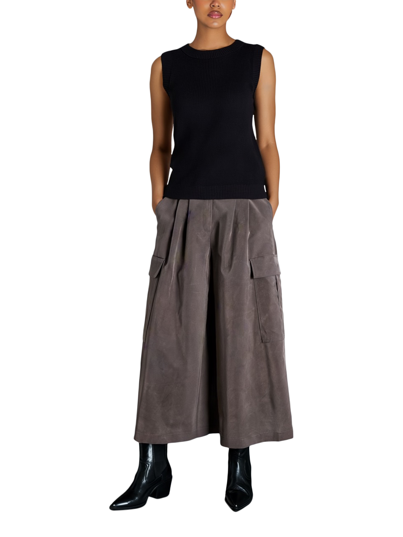 Product image 3 of 3, which shows EAST 42ND Knitted Tank Top, Black, XS