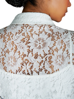 EAST 42ND Lace Trim Long Sleeve Shirt - view 2, White