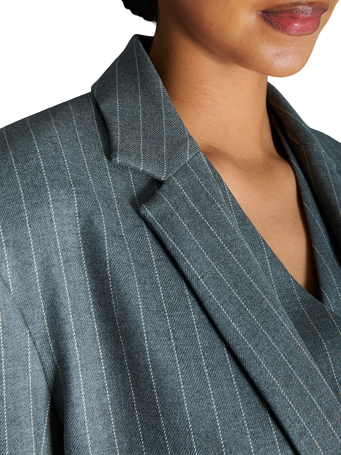 Product image 2 of 7, which shows EAST 42ND Tailored Pinstripe Blazer, Grey Pinstripe, 12