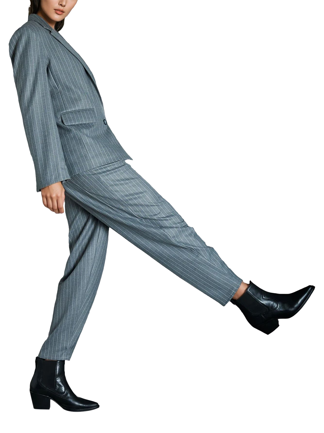 Product image 5 of 7, which shows EAST 42ND Tailored Pinstripe Blazer, Grey Pinstripe, 12