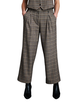 EAST 42ND Tailored Mid Rise Ankle Grazer Check Trousers, Check