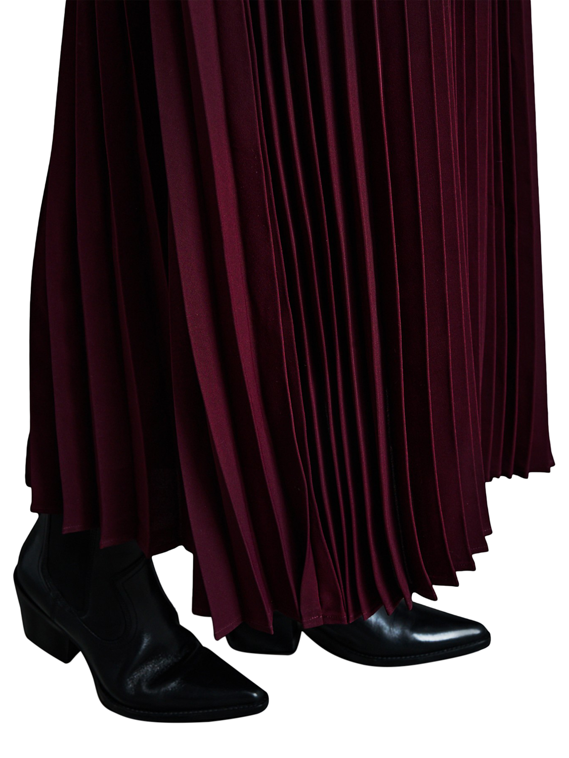 Product image 6 of 7, which shows EAST 42ND Strappy Pleated Maxi Dress, Fig, XS