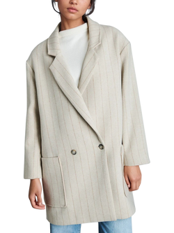 EAST 42ND Herringbone Pure Wool Coat, Herringbone Ivory, Herringbone Ivory
