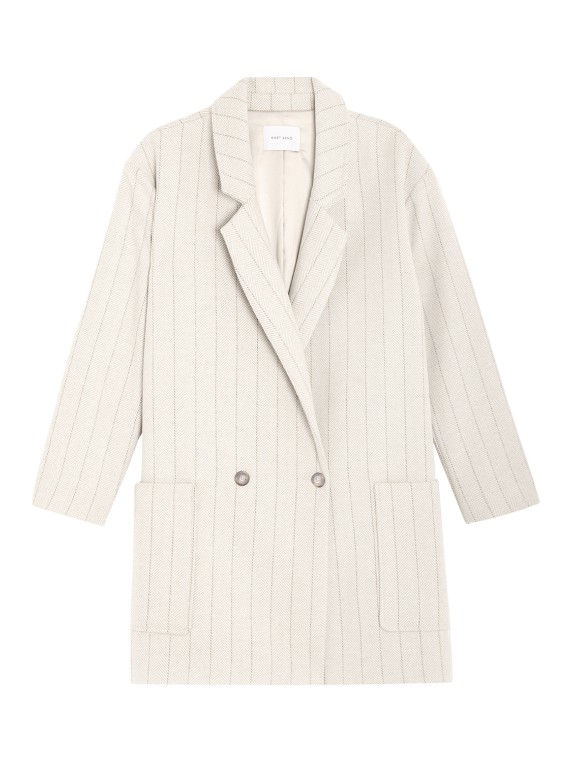 Product image 3 of 7, which shows EAST 42ND Herringbone Pure Wool Coat, Herringbone Ivory, M