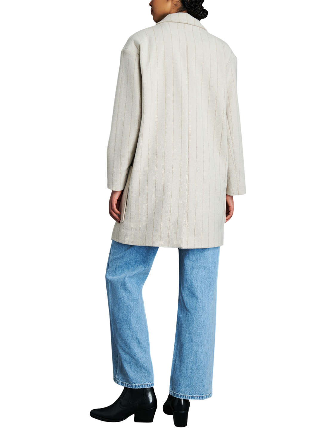 Product image 4 of 7, which shows EAST 42ND Herringbone Pure Wool Coat, Herringbone Ivory, M