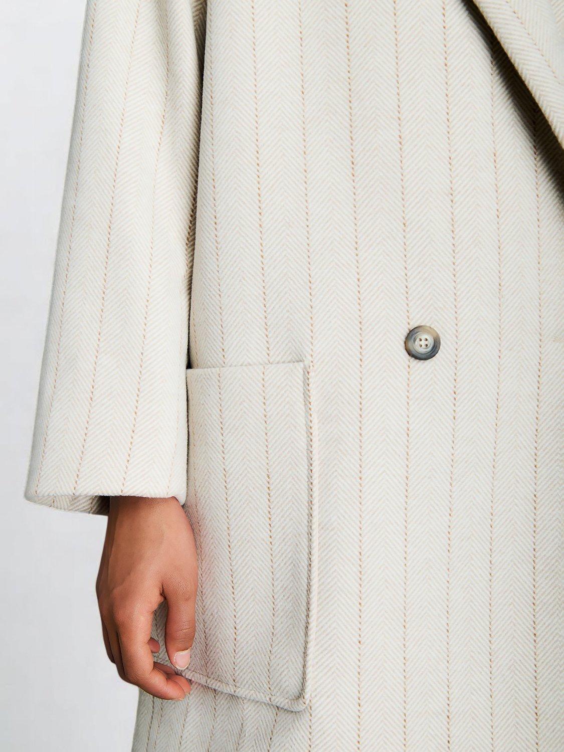 Product image 7 of 7, which shows EAST 42ND Herringbone Pure Wool Coat, Herringbone Ivory, M