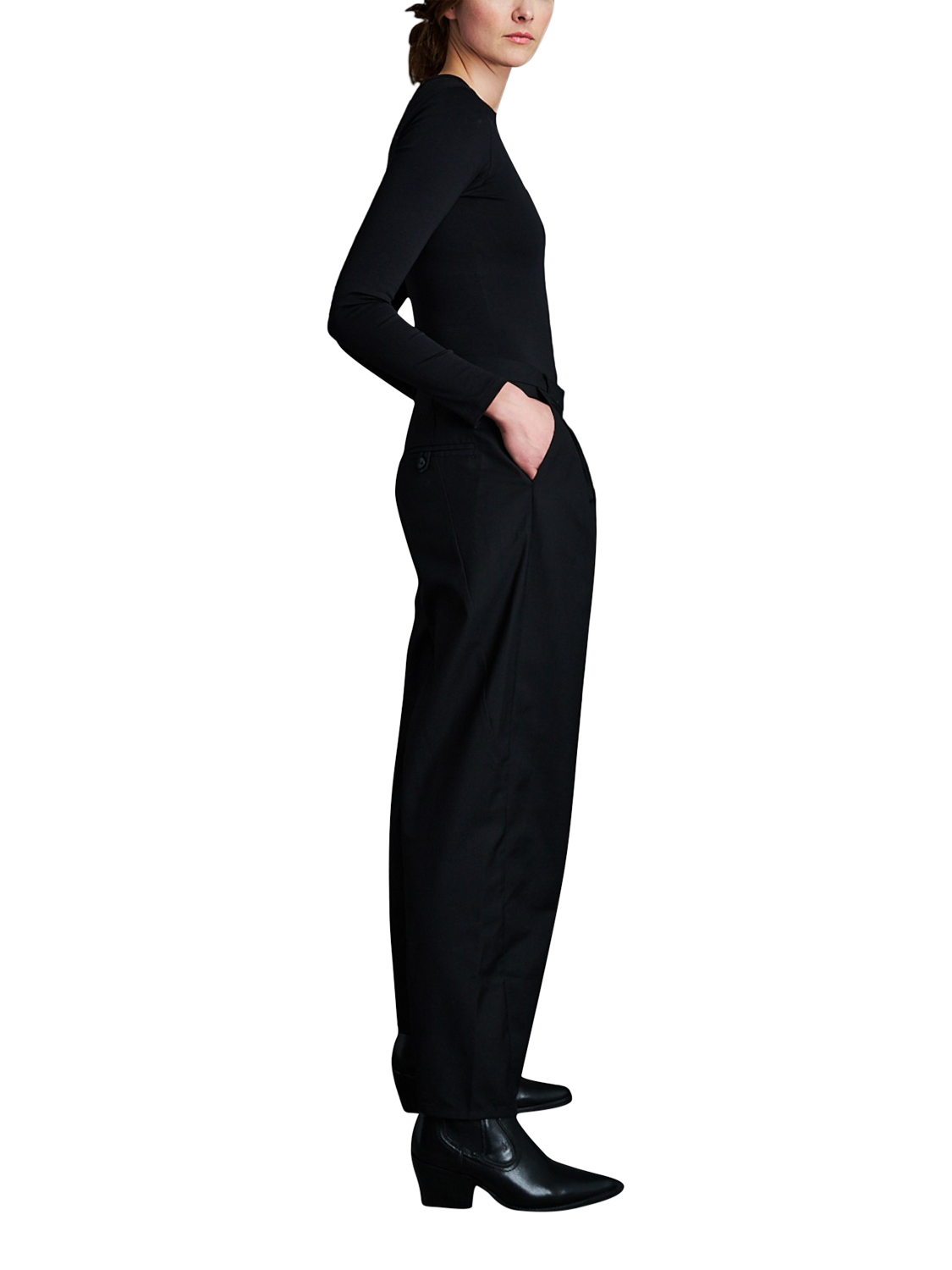 Product image 2 of 9, which shows EAST 42ND Relaxed Tapered Trousers, Black, L