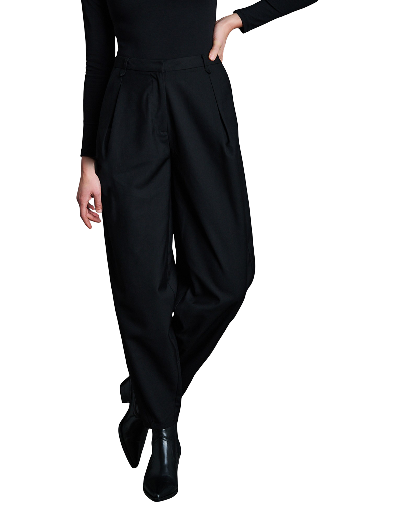 Product image 4 of 9, which shows EAST 42ND Relaxed Tapered Trousers, Black, L