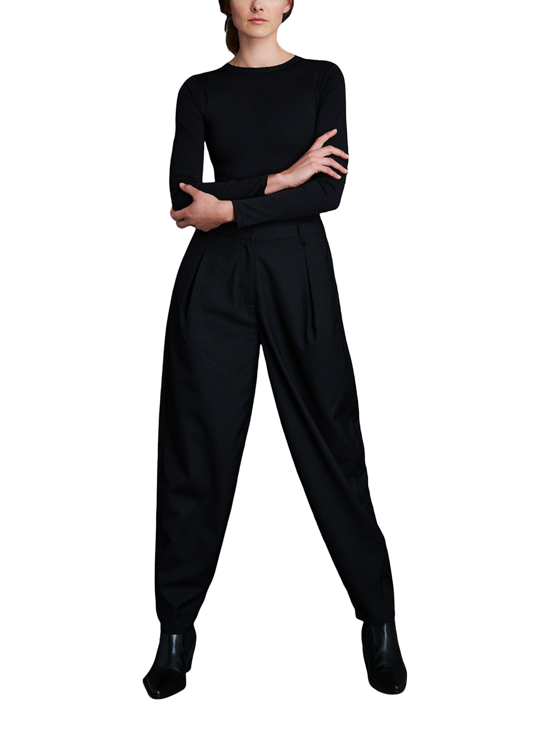 Product image 6 of 9, which shows EAST 42ND Relaxed Tapered Trousers, Black, L