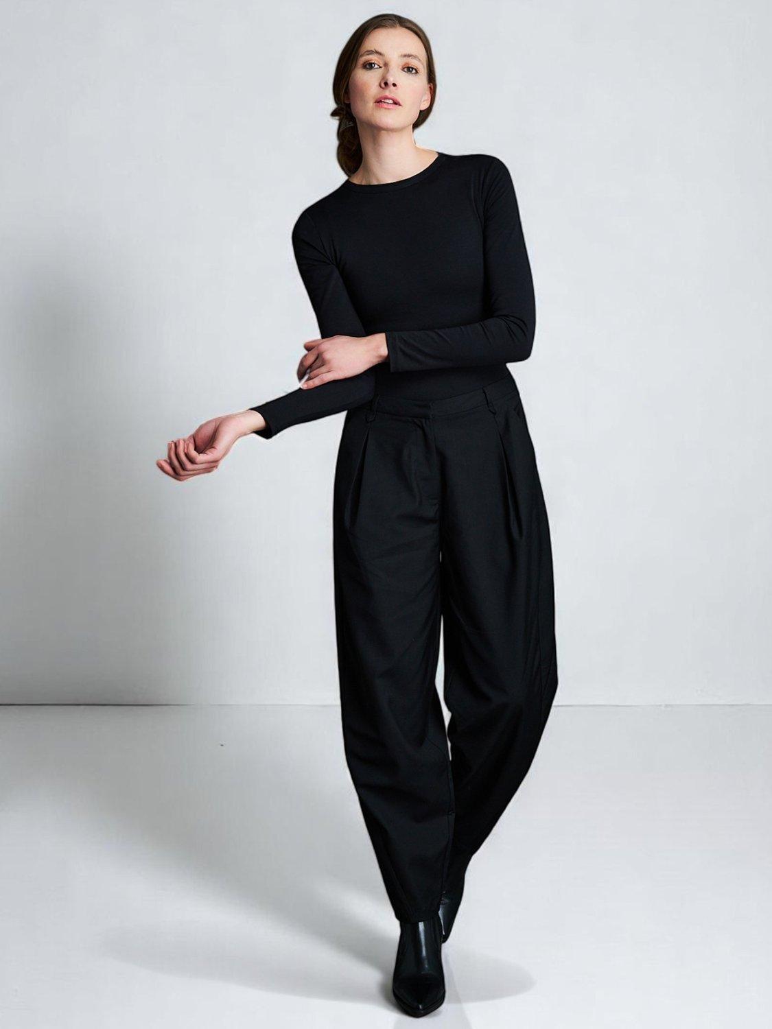 Product image 7 of 9, which shows EAST 42ND Relaxed Tapered Trousers, Black, L