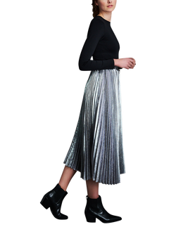 EAST 42ND Pleated Midi Skirt, Silver - view 2, Silver