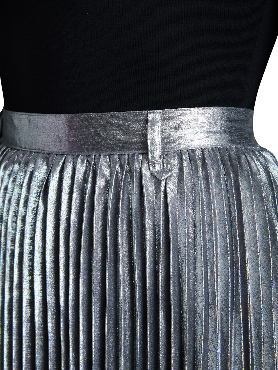 Product image 3 of 8, which shows EAST 42ND Pleated Midi Skirt, Silver, XS