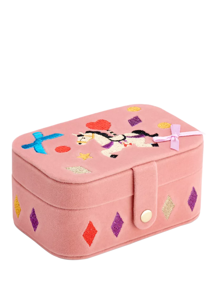 Image of Kids' Velour Unicorn Jewellery Box, Pink Light