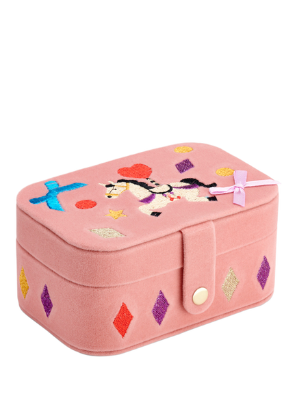 Stych Kids' Velour Unicorn Jewellery Box, Pink Light, Pink Light