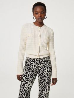 Fabienne Chapot Quilted Slim Fit Cardigan, White, White