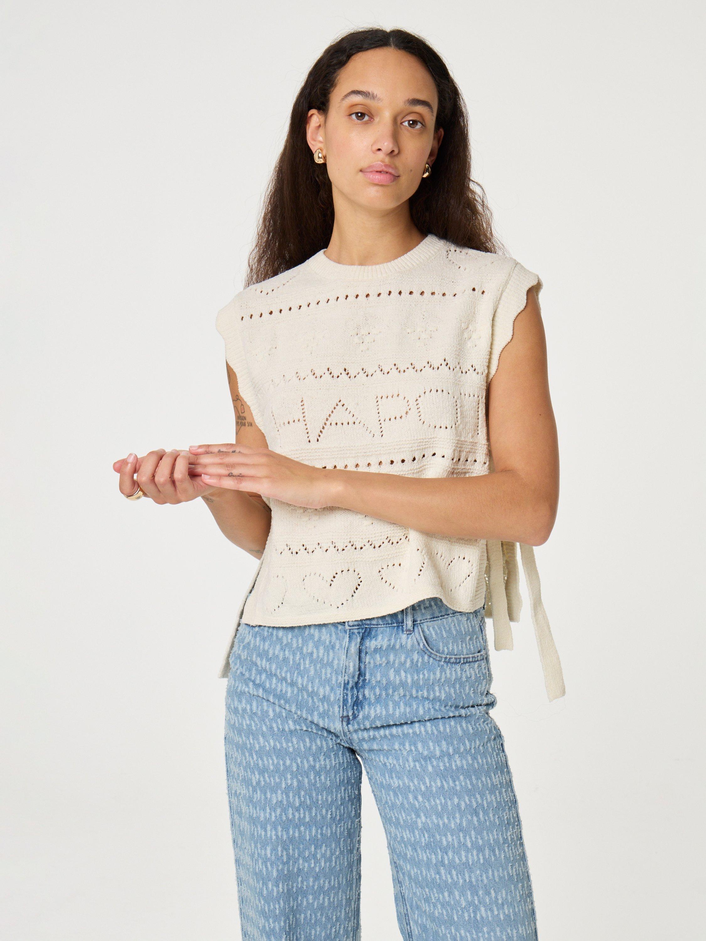 Product image 1 of 6, which shows Fabienne Chapot Kamilla Knitted Top, Cream, S