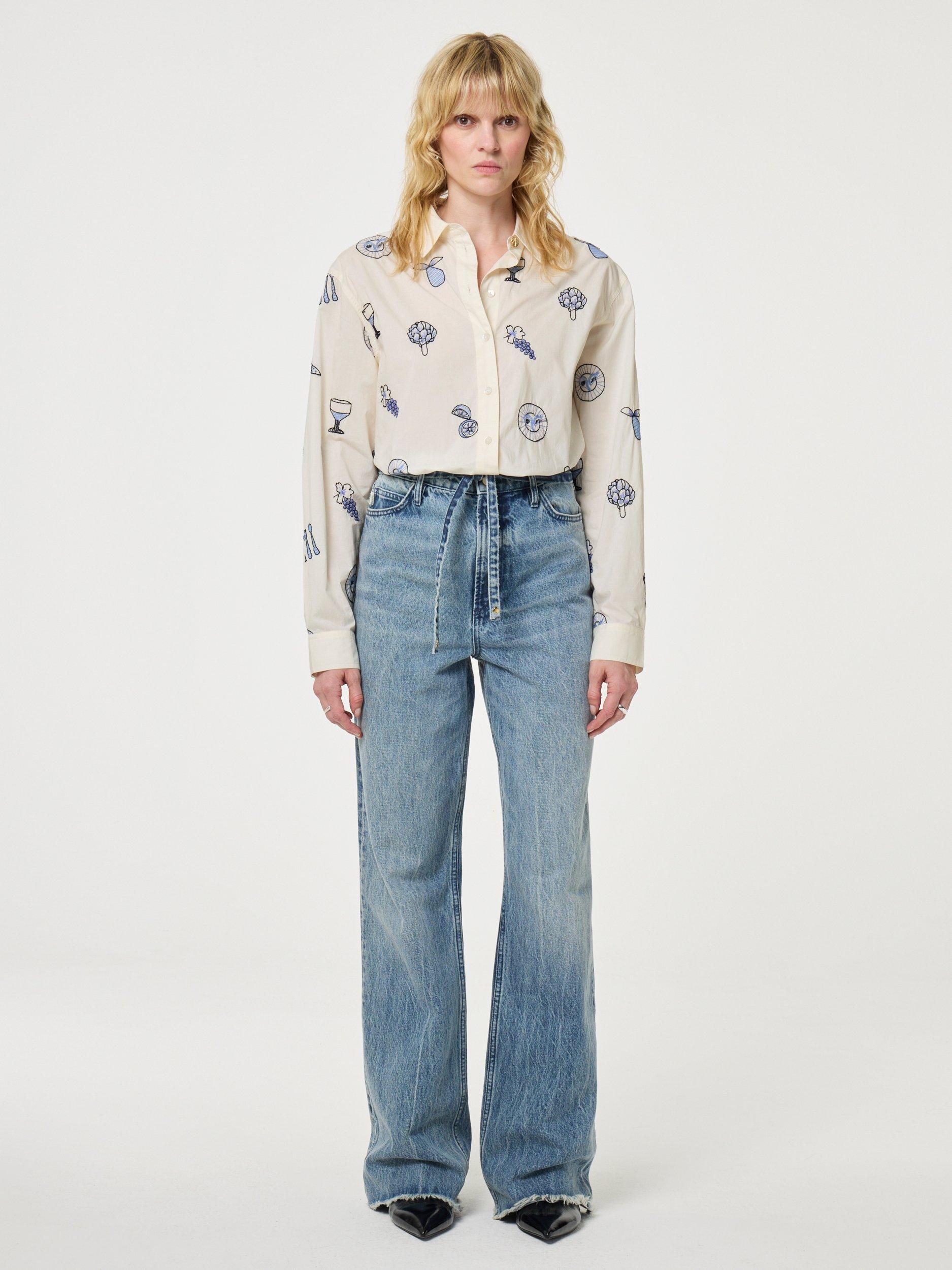 Product image 2 of 5, which shows Fabienne Chapot Lilot Embroidered Shirt, White/Blue, 38