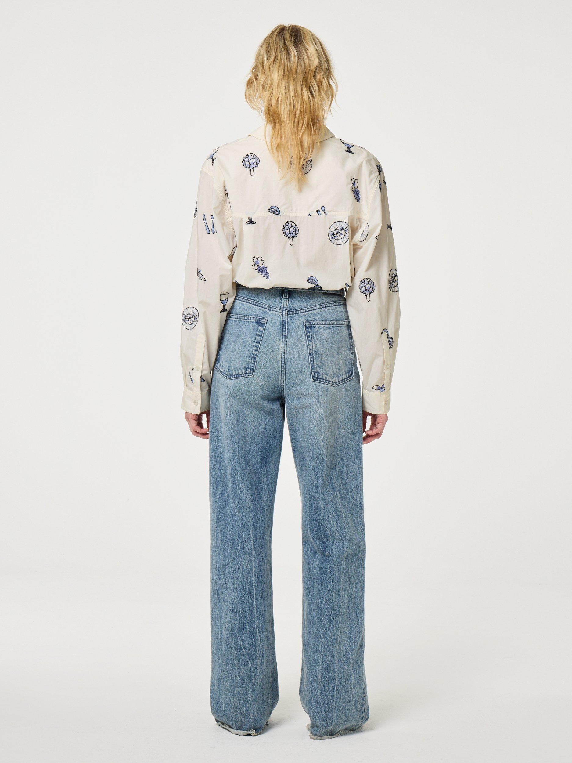 Product image 3 of 5, which shows Fabienne Chapot Lilot Embroidered Shirt, White/Blue, 38